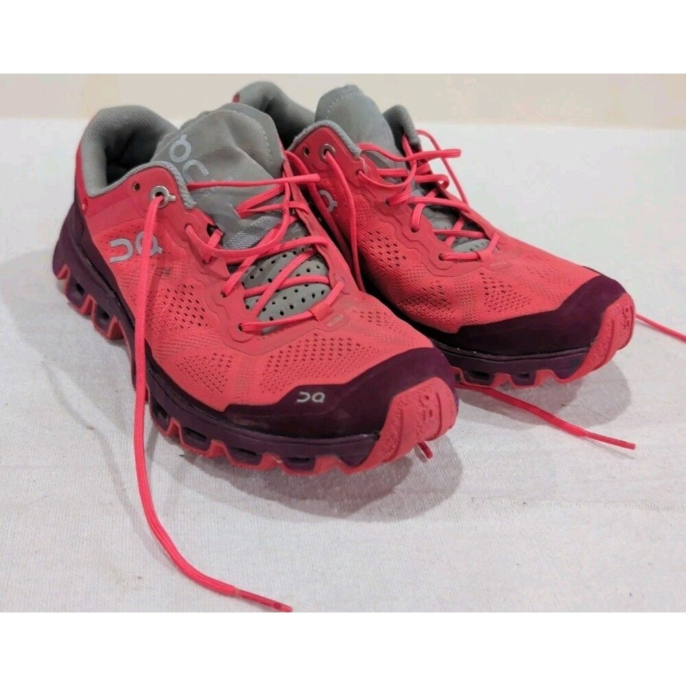 On Cloudventure Peak Womens Trail Running Shoes Coral Burgundy US Size 6.5